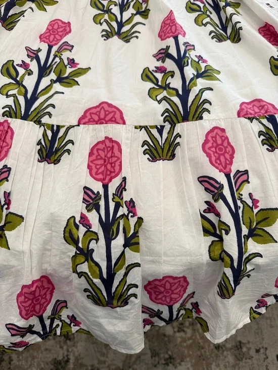 💙 NWT 💙 THML • White Floral Puff Sleeve Maxi Dress with Contrast Collar • Small - Picture 13 of 16